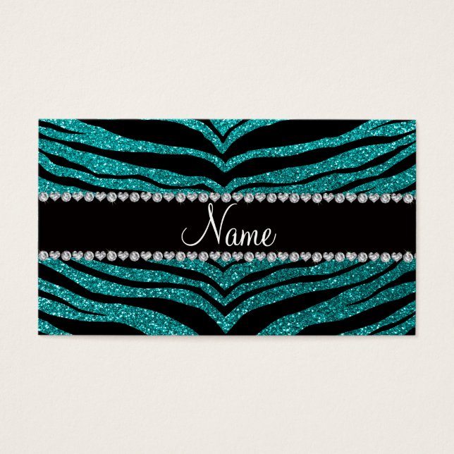 Personalize name bright aqua glitter tiger stripes (Front)