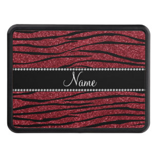 Personalize name burgundy glitter trailer hitch cover