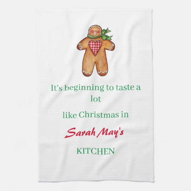 Personalize Name Christmas Kitchen Towel (Vertical)