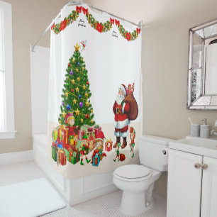 Personalize Name Christmas Santa and Elves Shower