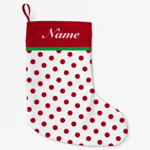 Personalize Name Christmas Stocking Red Polka Dots