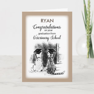 Personalize Name Congratulations on Veterinary Gr Card