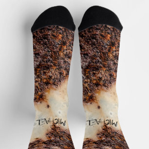 Personalize name Cool brown rusty metal texture Socks