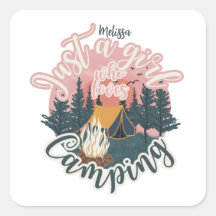 Personalize name cute aesthetic girl camping
