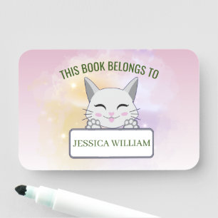 Personalize Name Cute Cat, Back To School Name Tag