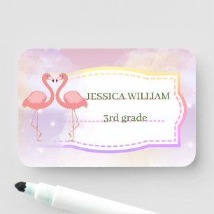 Personalize Name Cute Flamingo, Back To School  Tag