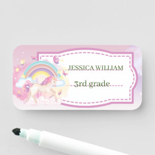 Personalize Name Cute unicorn, Back To School  Nam Name Tag