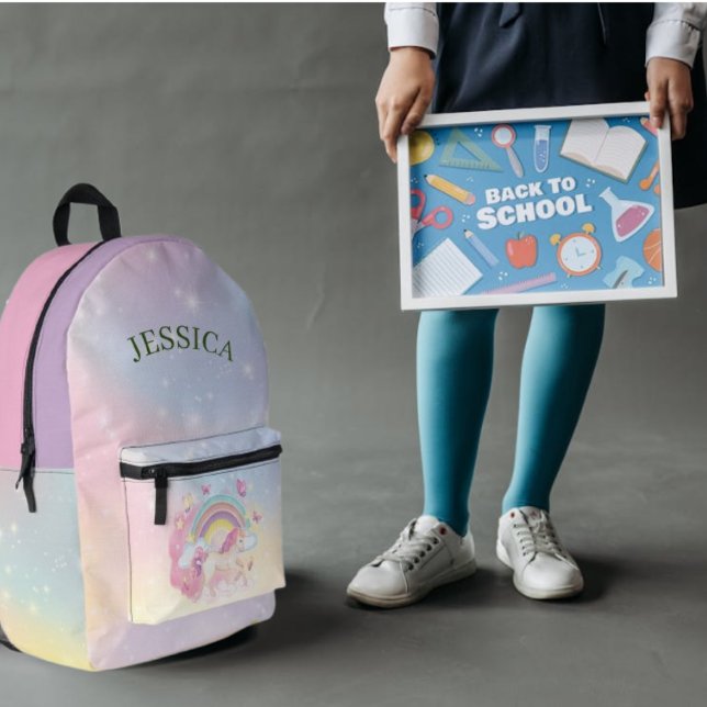 Personalize Name Cute unicorn, Back To School  Nam Printed Backpack (Creator Uploaded)