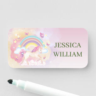 Personalize Name Cute unicorn, Back To School  Tag