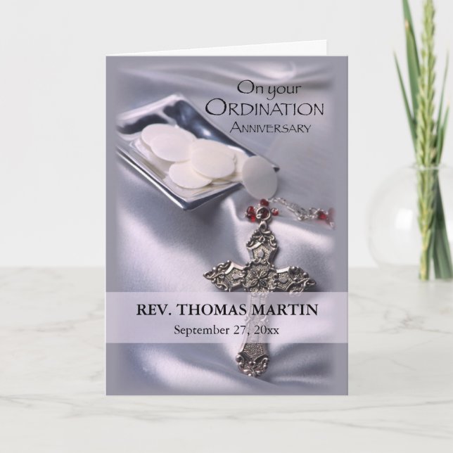 Personalize Name, Date, 25th Ordination Anniversar Card (Front)
