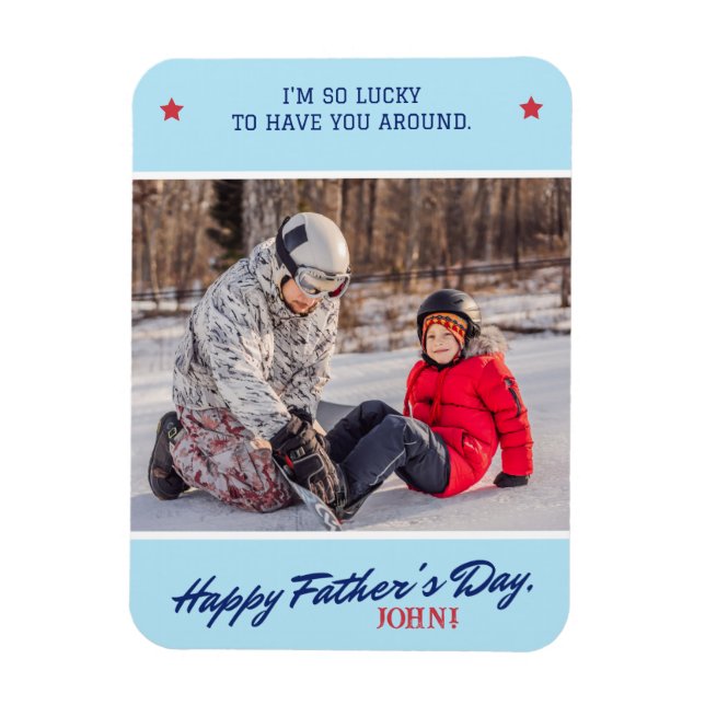 Personalize Name Father's day Script Photo Magnet (Vertical)