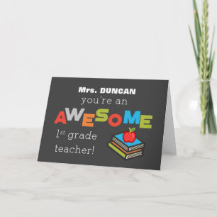 Personalize Name First Grade Teacher Appreciation Card