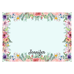 Personalize Name Flower Border Floral Post-it Notes