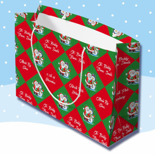 Personalize Name From Santa Claus Christmas Large Gift Bag