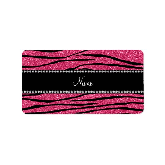 Personalize name fuchsia pink glitter zebra stripe