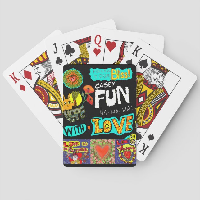 Personalize NAME  Fun Trendy Cartoon Collage Playing Cards (Back)