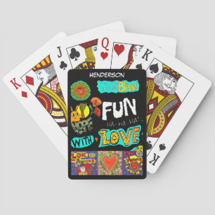Personalize NAME Fun Trendy Cartoon Collage Poker Playing Cards