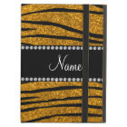 Personalize name gold glitter zebra stripes