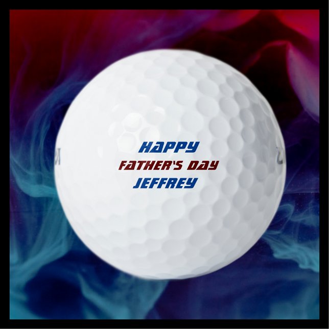 Personalize Name Happy Father's Day Blue Burgundy Golf Balls (Creator Uploaded)