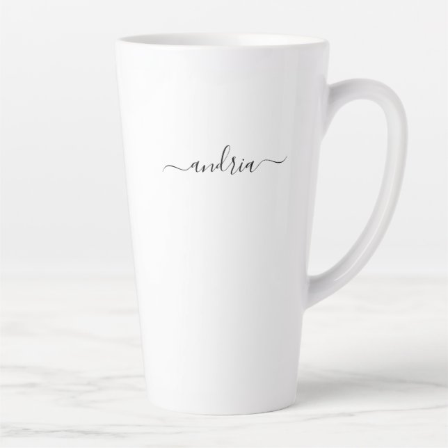 Personalize Name in Black Script Latte Mug (Right)