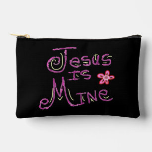 Personalize Name Jesus is Mine Christian Quote Accessory Pouch