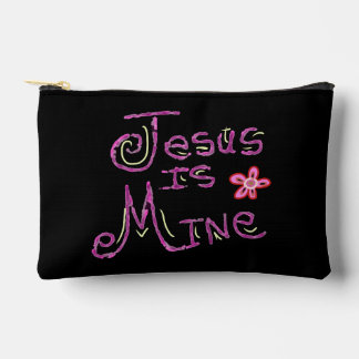Personalize Name Jesus is Mine Christian Quote Accessory Pouch