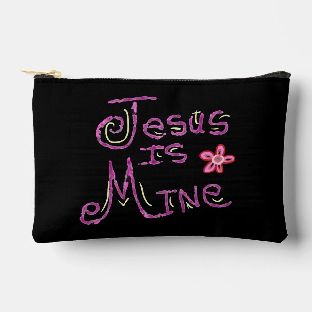 Personalize Name Jesus is Mine Christian Quote  Accessory Pouch (Front)