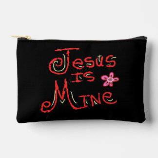 Personalize Name Jesus is Mine Christian Quote Accessory Pouch