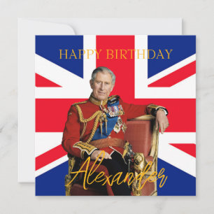 Personalize Name King Charles III British flag  Card