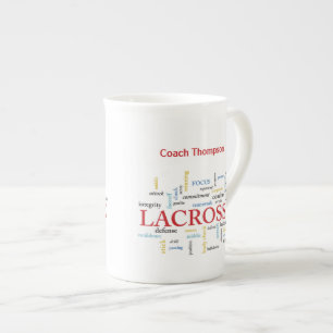 Personalize Name Lacrosse Coach Thanks Words Bone China Mug