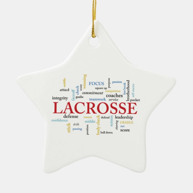 Personalize Name Lacrosse Coach Thanks Words Ceramic Ornament (Front)