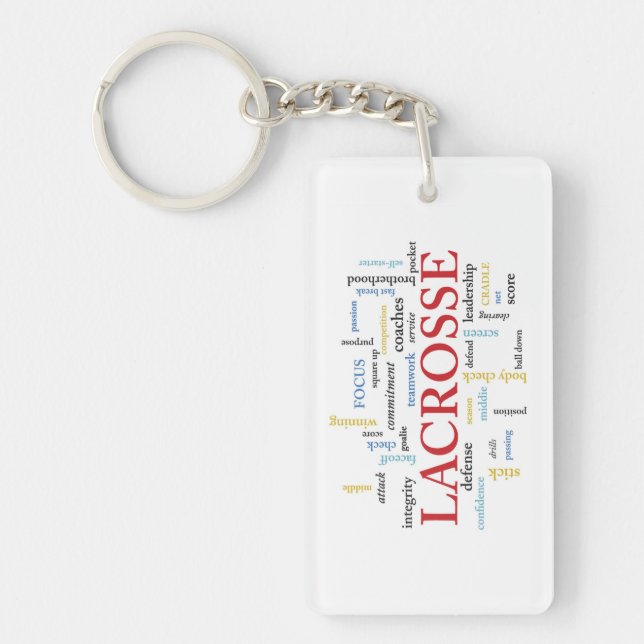 Personalize Name Lacrosse Coach Thanks Words Keychain (Front)