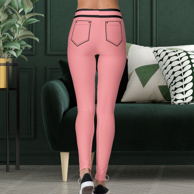 Personalize Name Light Red Black Stripes Fun Gift Leggings (Creator Uploaded)