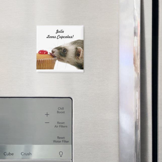 Personalize Name Loves Cupcakes Ferrets Magnet (In Situ (Fridge))