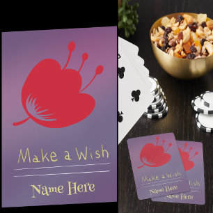 Personalize Name, Magical Red Flower, Purple Bkgd Playing Cards
