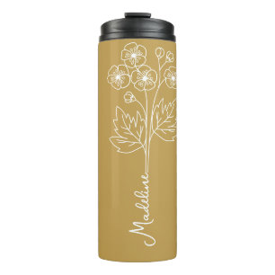 Personalize Name, May Birth Flower  Thermal Tumbler
