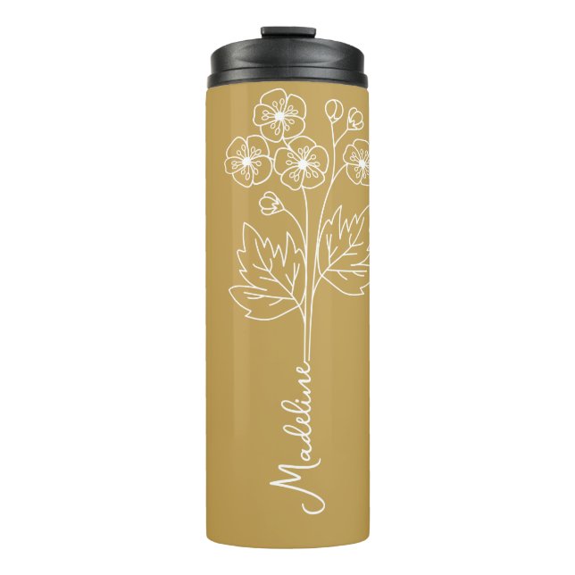 Personalize Name, May Birth Flower  Thermal Tumbler (Front)
