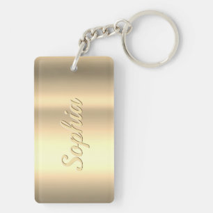 Personalize Name & Message, Gold Keychain