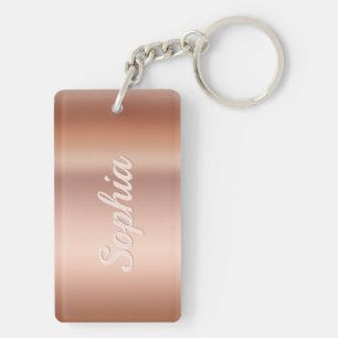 Personalize Name & Message, Rose Gold Keychain