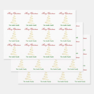 Personalize Name Modern Christmas Tree Paper