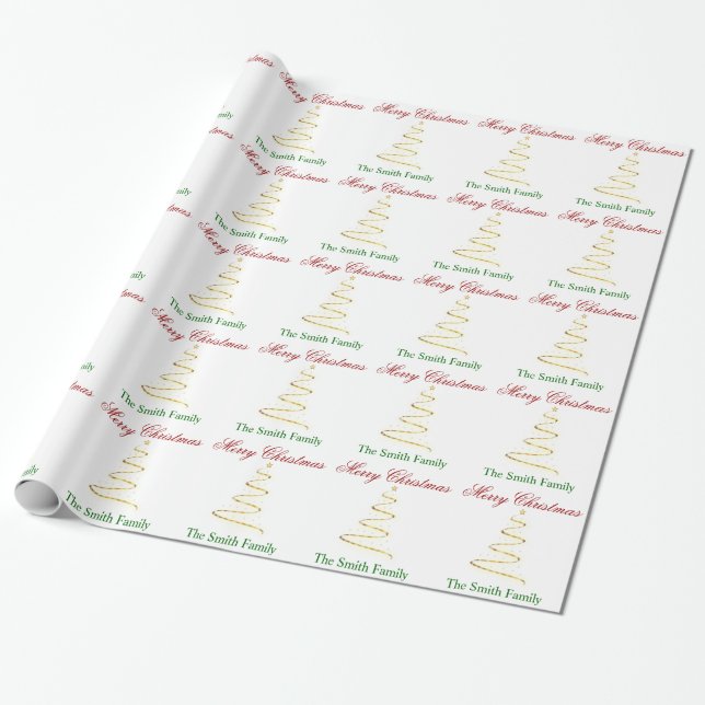 Personalize Name Modern Christmas Tree Paper (Unrolled)