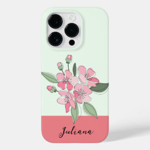 personalize name modern floral Case-Mate iPhone 14 pro case