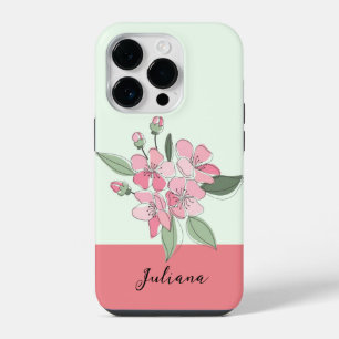 personalize name modern floral  iPhone 14 pro case