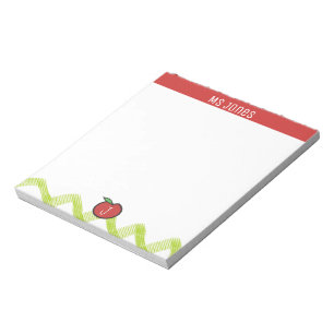 Personalize Name Monogram Apple Teacher Notepad