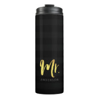Personalize Name Mr Faux Gold and Black Stripes