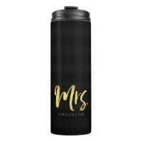Personalize Name Mrs Faux Gold and Black Stripes