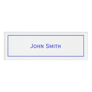 Personalize Name on Modern Minimal Blue and White Name Tag
