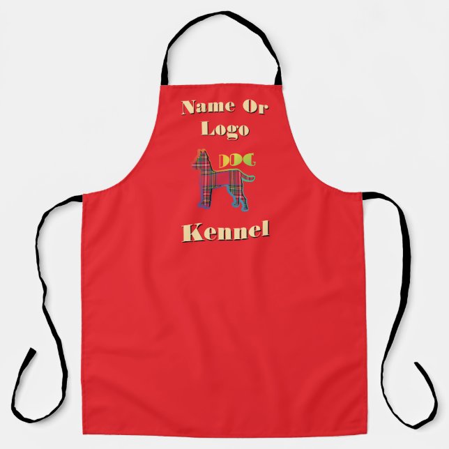 Personalize Name Or Logo Dog Kennel Red    Apron (Front)