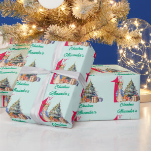 Personalize Name Peter the Rabbit First Christmas Wrapping Paper