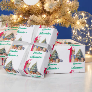 Personalize Name Peter the Rabbit First Christmas Wrapping Paper